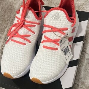 Adidas Women's White and Coral Sneakers